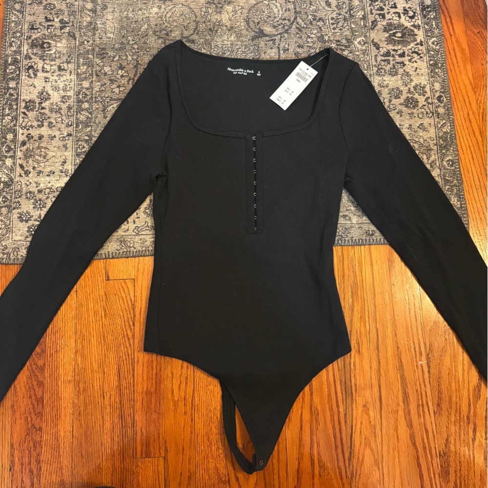 Abercrombie & Fitch Black Ribbed bodysuit